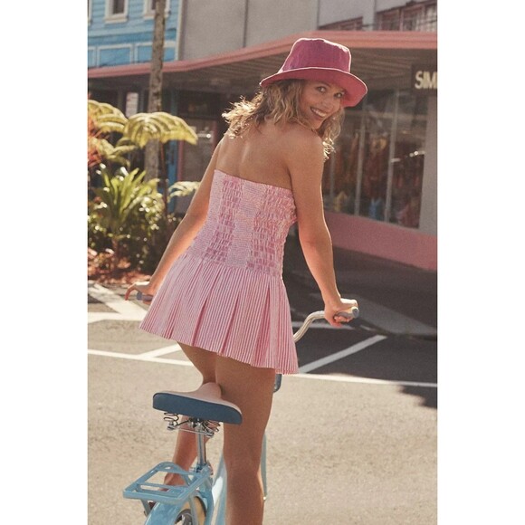 Anthropologie Celandine Strapless Drop-Waist Mini Romper Striped Tube M 282160 - Picture 3 of 7